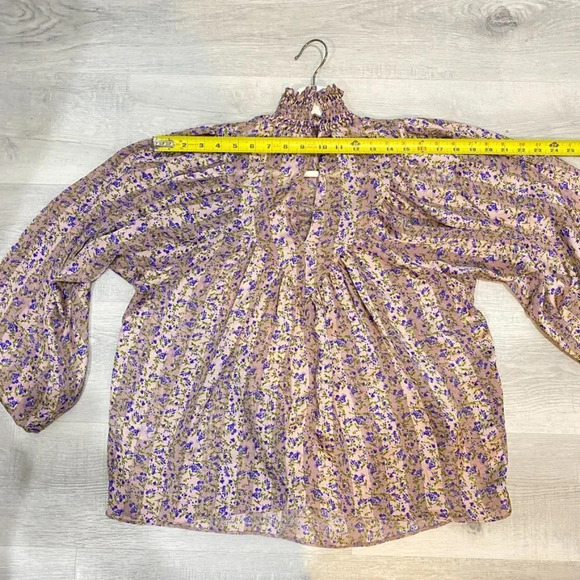 ASOS Curve Blouse Size 6 Floral Print Batwing Sleeves Ruffles Silky - Picture 7 of 17